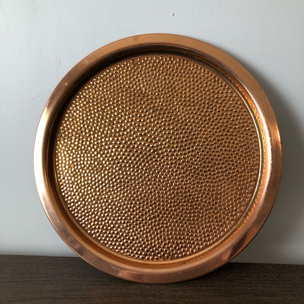 Vintage Textured Copper Serving Tray - Picture 1 of 7